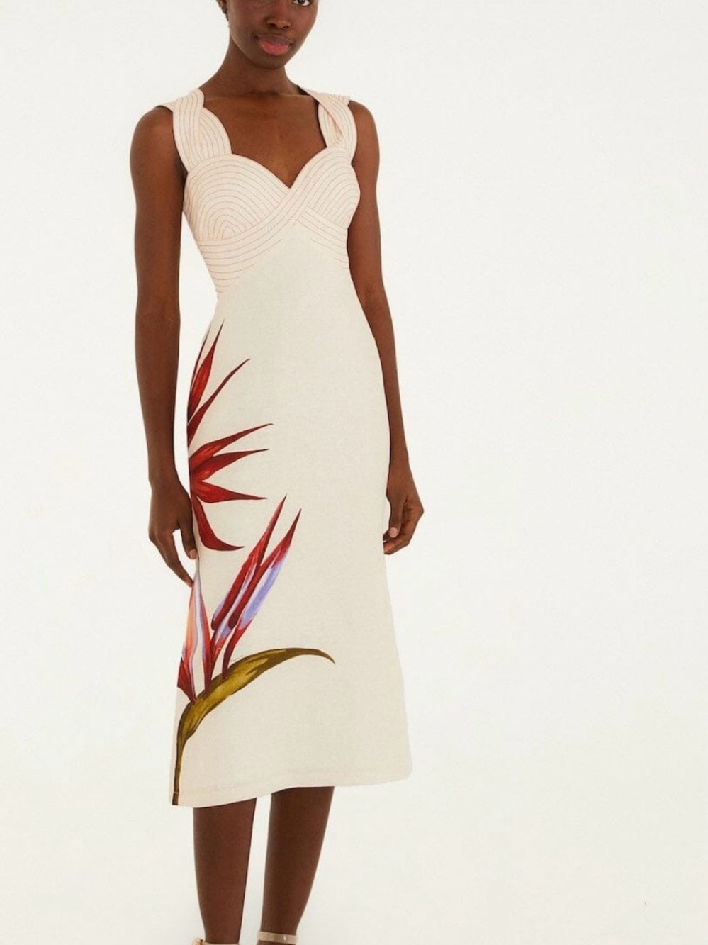 Farm Rio Sand Strelitzia Midi Dress